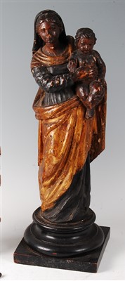 Lot 1414 - A 19th century carved wood polychrome painted...