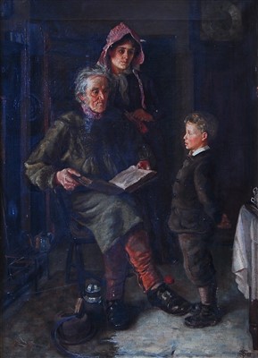 Lot 1520 - Late 19th century English school - The lesson,...