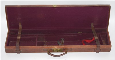 Lot 336 - An early 20th century brown stitched leather shotgun case