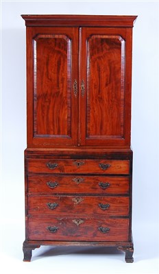 Lot 1590 - A George III mahogany cabinet on stand, the...