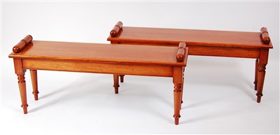 Lot 1580 - A pair of Victorian style oak window seats,...