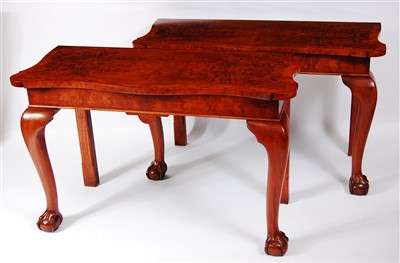 Lot 1613 - A pair of figured walnut and crossbanded hall...