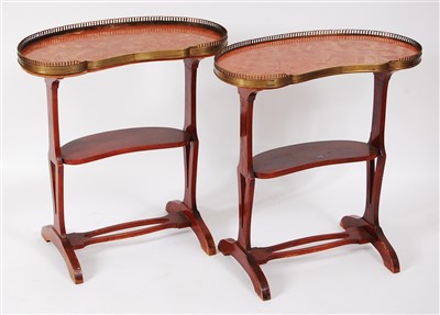 Lot 1601 - A pair of continental mahogany and marble...