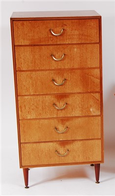 Lot 455 - A 1960s G-Plan teak narrow six drawer chest,...