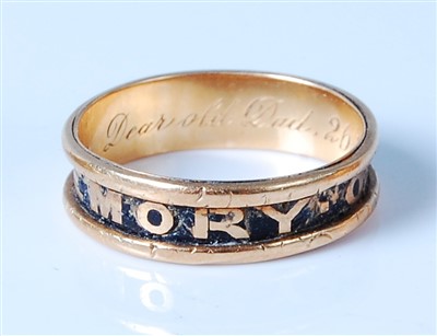 Lot 2568 - An early Victorian 18ct gold and black enamel...