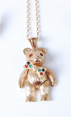 Lot 2671 - A modern 9ct gold teddy-bear pendant, having...