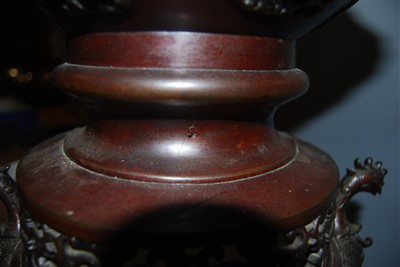 Lot 107 - A Japanese Meiji period bronze koro, with...