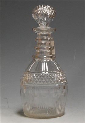 Lot 4 - A Regency cut glass decanter, having a triple...