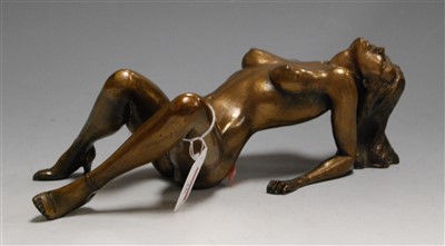 Lot 26 - A modern bronzed resin figure of a female nude...