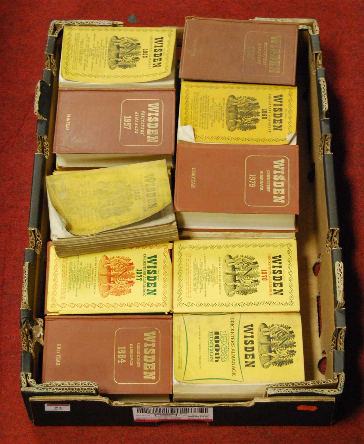Lot 54 - A box of assorted Wisden's Cricketers Almanacs,...