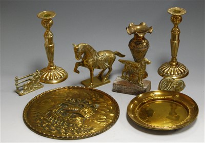 Lot 56 - A small collection of miscellaneous brassware,...