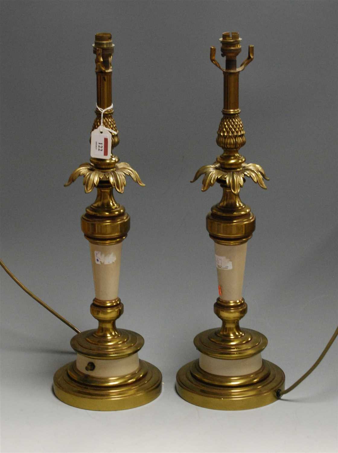 Lot 122 - A pair of contemporary brass table lamps, each...