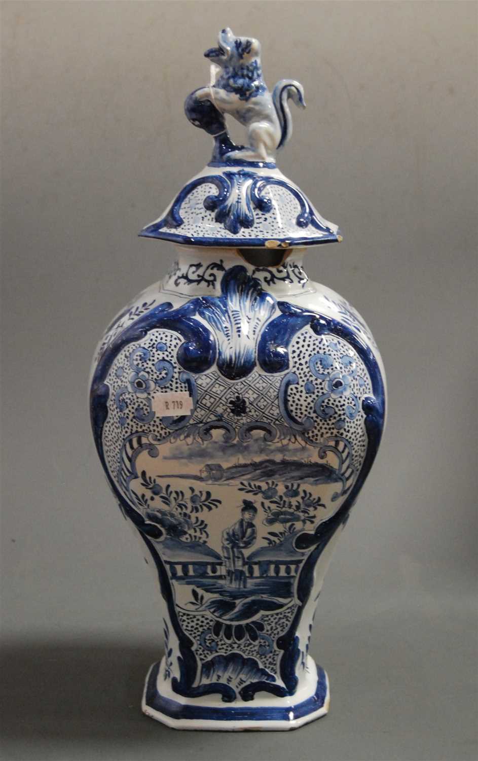 Lot 6 - A 19th century Dutch Delft blue and white vase...