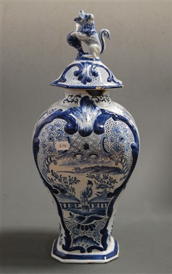Lot 6 - A 19th century Dutch Delft blue and white vase...