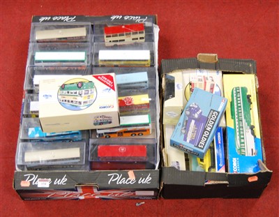 Lot 134 - Two boxes of diecast toy vehicles, mainly...