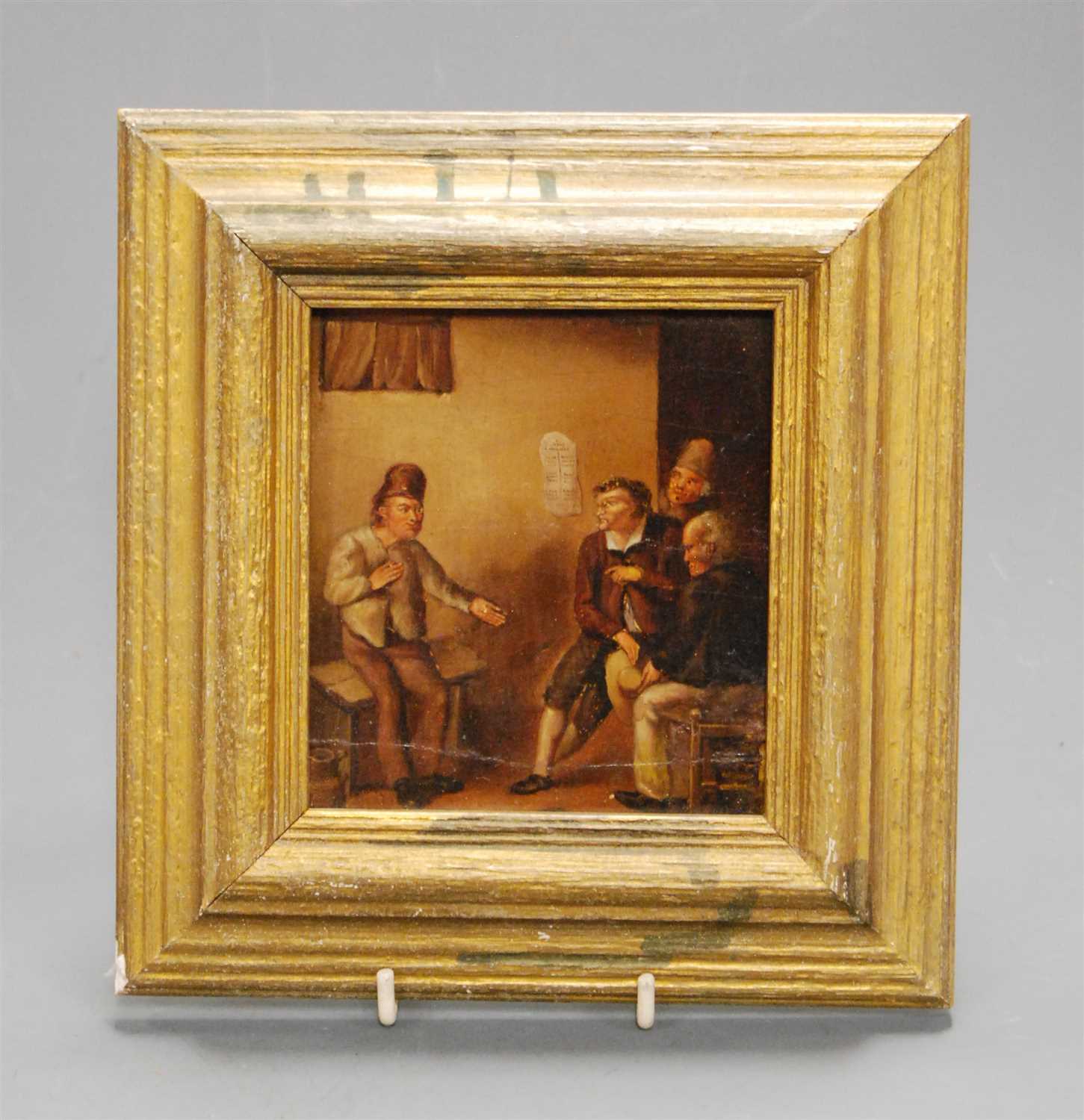 Lot 280 - A reproduction oil on panel depicting interior...