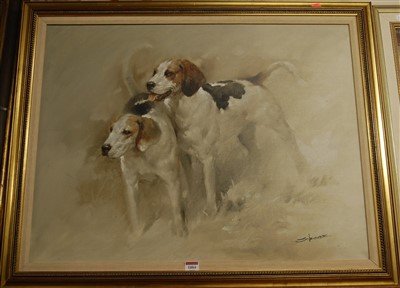 Lot 1004 - S. Busdee - Pair of Foxhounds, oil on canvas,...