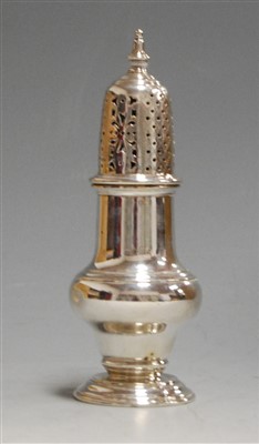 Lot 191 - A George VI silver pedestal lighthouse sugar...