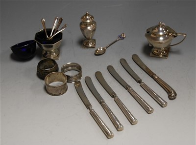 Lot 209 - A George V silver three piece cruet to include...