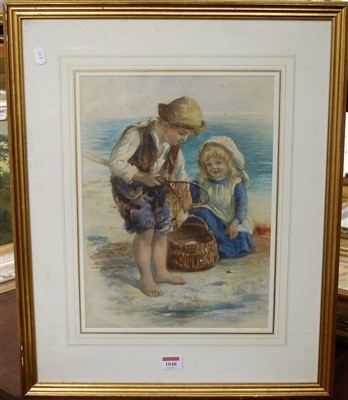 Lot 1048 - Late 19th century school - children fishing at...