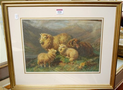 Lot 1046 - W. Watson - Pair; Highland cattle and Sheep in...