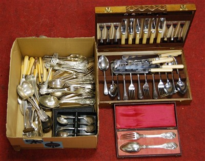 Lot 211 - A circa 1900 French silver fork and spoon set...