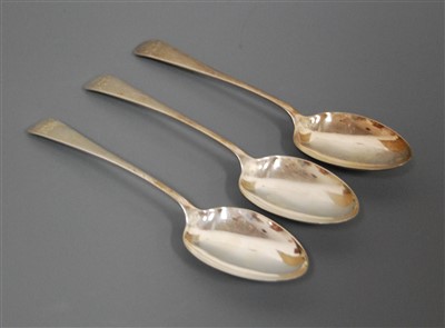 Lot 244 - A set of three 20th century silver serving spoons
