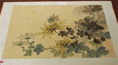 Lot 1065 - Pair Chinese watercolours on silk with studio...