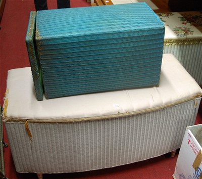 Lot 1078 - A Lloyd Loom linen box ottoman, and two others...