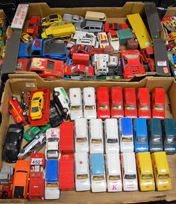 Lot 544 - Two boxes of mixed playworn diecast to include...