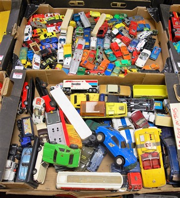Lot 545 - Two boxes of playworn diecast to include Tonka,...