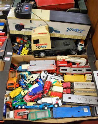 Lot 549 - Two boxes of mixed playworn diecast to include...