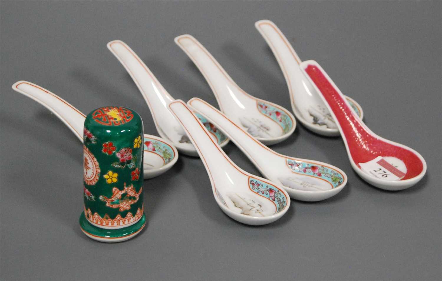 Lot 276 - A set of seven modern Chinese porcelain rice...