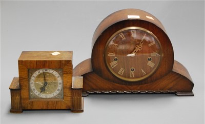 Lot 350 - A 1950s oak cased Smiths mantel clock together...