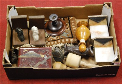 Lot 395 - A box of miscellaneous items to include art...