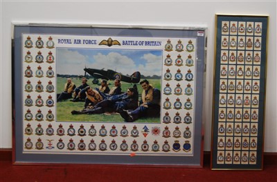 Lot 390 - A framed set of John Player & Sons RAF badges...