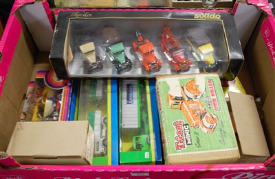 Lot 553 - A box of assorted childrens toys, to include a...