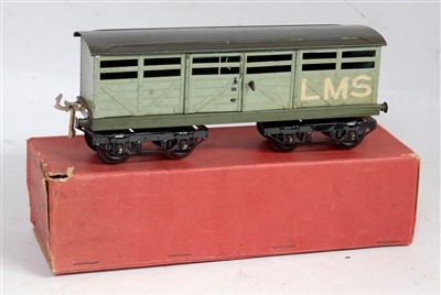 Lot 308 - Hornby 1925/27 LMS No. 2 cattle truck olive...
