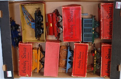 Lot 310 - Large tray containing 7 boxed Hornby pre-war...