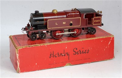 Lot 326 - Hornby 1929/30 red LMS clockwork No. 2 special...