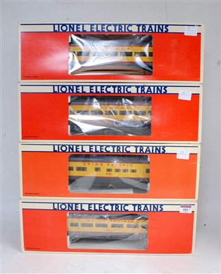 Lot 581 - Four Lionel Union Pacific passenger cars, grey...