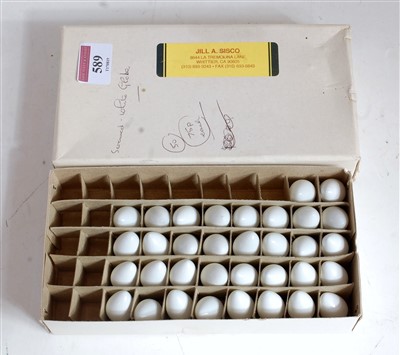 Lot 589 - Box of 42 white globe electric bulbs for...