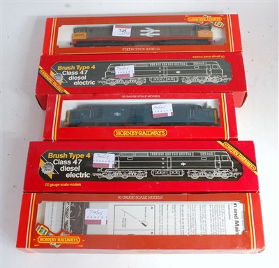 Lot 745 - Four Hornby BR blue diesel locomotives 2x R075...