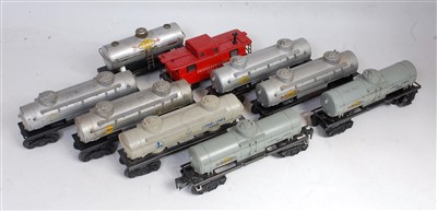 Lot 571 - Eight Lionel tank wagons, 7 x Sunoco and 1 X...