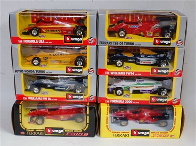 Lot 2522 - Eight various boxed Bburago 1/24 scale F1...