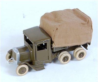 Lot 1331 - A Britains pre-war No.1433 covered army tender,...