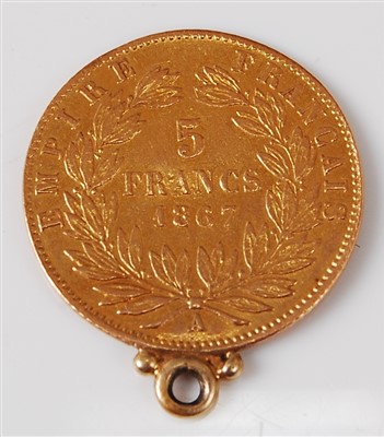 Lot 2100 - France, 1867 gold 5 francs