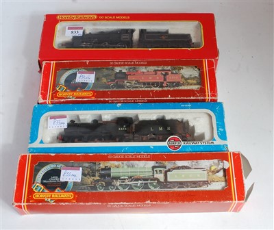 Lot 833 - Four locomotives Hornby BR lined black Ivatt 2-...