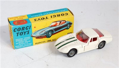 Lot 1635 - A Corgi Toys No. 324 Marcos 1800 GT comprising...