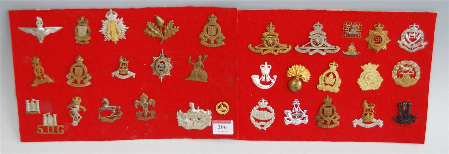 Lot 206 - A collection of assorted cap badges and...